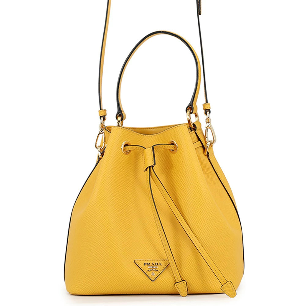 Prada handbag triangle drawstring Saffiano leather shoulder bag